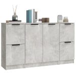 Servante, 3 piese, gri beton, lemn prelucrat