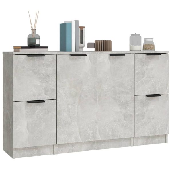 Servante, 3 piese, gri beton, lemn prelucrat