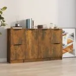 Servantă, 3 buc., stejar fumuriu, lemn prelucrat