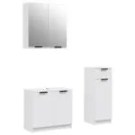 Set dulapuri de baie, 3 piese, alb, lemn prelucrat
