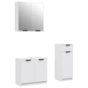 Set dulapuri de baie, 3 piese, alb, lemn prelucrat
