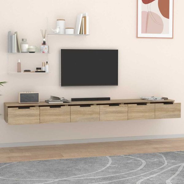 Dulapuri perete, 2 buc., sonoma, 102x30x20 cm, lemn prelucrat
