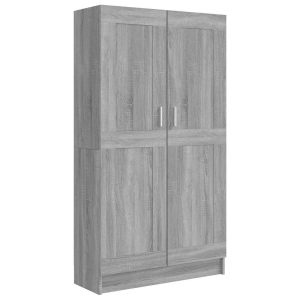 Bibliotecă, gri sonoma, 82,5×30,5×150 cm, lemn prelucrat