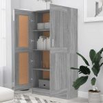 Bibliotecă, gri sonoma, 82,5×30,5×150 cm, lemn prelucrat