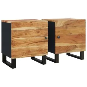 Noptiere, 2 buc., 40x33x46 cm, lemn masiv de acacia
