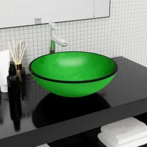 Chiuvetă din sticlă securizată, verde, 42×14 cm