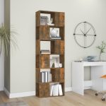 Bibliotecă/Separator de cameră, stejar fumuriu, 60x24x186 cm