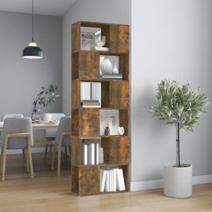 Bibliotecă/Separator de cameră, stejar fumuriu, 60x24x186 cm