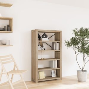 Bibliotecă cu 5 rafturi, 80x30x140 cm, lemn masiv de acacia