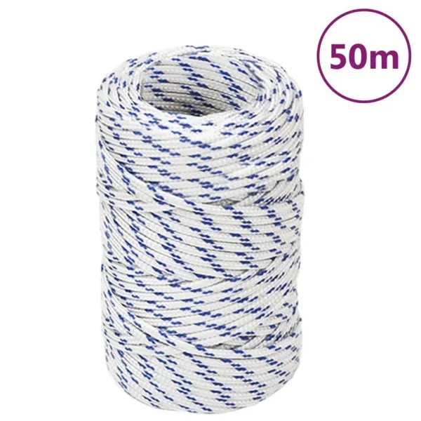 Frânghie de barcă, alb, 2 mm, 50 m, polipropilenă