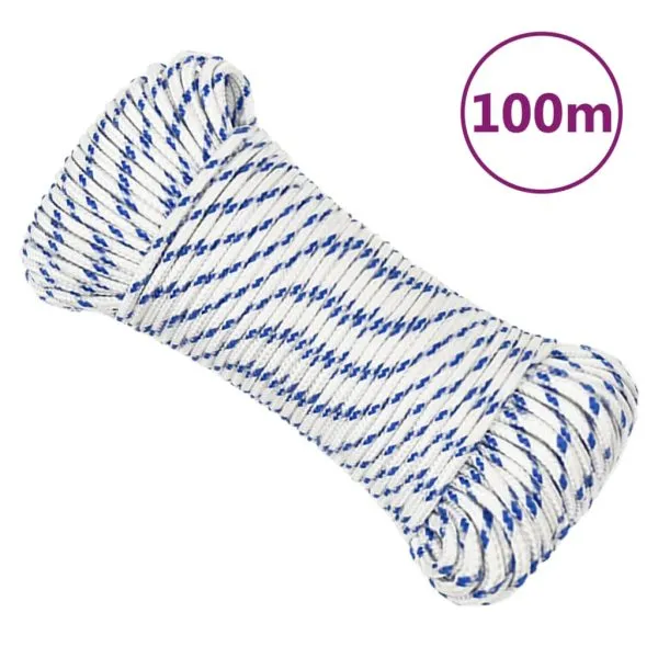 Frânghie de barcă, alb, 3 mm, 100 m, polipropilenă