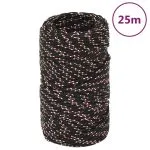 Frânghie de barcă, negru, 2 mm, 25 m, polipropilenă