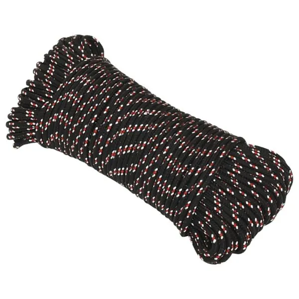 Frânghie de barcă, negru, 3 mm, 25 m, polipropilenă