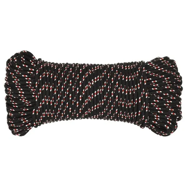 Frânghie de barcă, negru, 3 mm, 25 m, polipropilenă