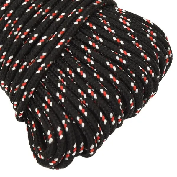 Frânghie de barcă, negru, 3 mm, 25 m, polipropilenă