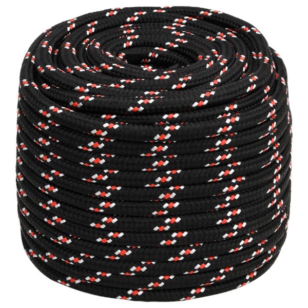 Frânghie de barcă, negru, 16 mm, 25 m, polipropilenă