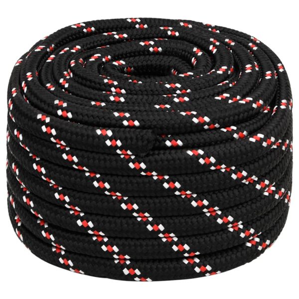 Frânghie de barcă, negru, 20 mm, 25 m, polipropilenă