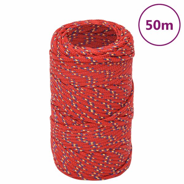 Frânghie de barcă, roșu, 2 mm, 50 m, polipropilenă