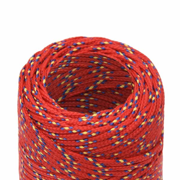 Frânghie de barcă, roșu, 2 mm, 50 m, polipropilenă