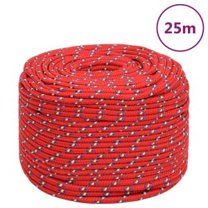 Frânghie de barcă, roșu, 6 mm, 25 m, polipropilenă