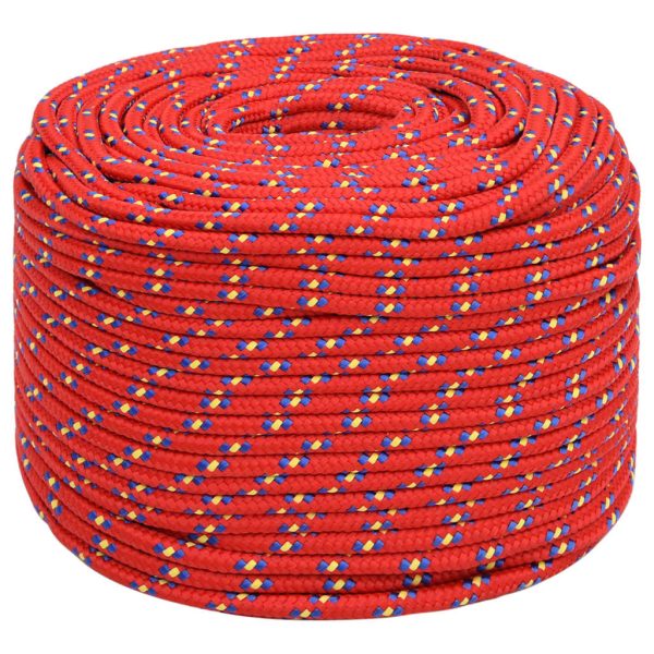 Frânghie de barcă, roșu, 10 mm, 25 m, polipropilenă