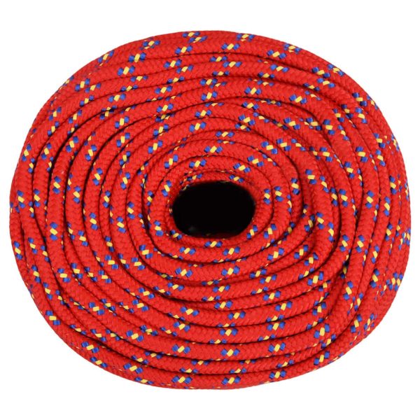 Frânghie de barcă, roșu, 10 mm, 100 m, polipropilenă