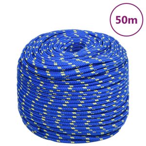 Frânghie de barcă, albastru, 8 mm, 50 m, polipropilenă