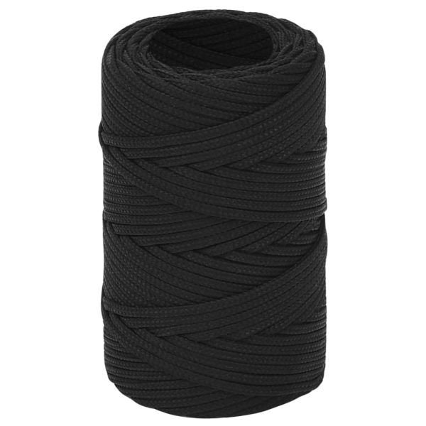 Frânghie de barcă, negru complet, 2 mm, 50 m, polipropilenă