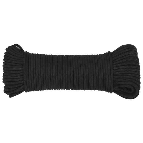 Frânghie de barcă, negru complet, 4 mm, 250 m, polipropilenă