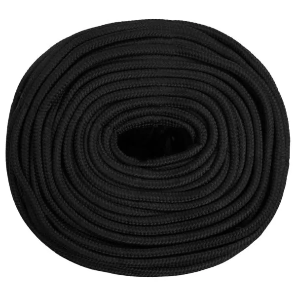 Frânghie de barcă, negru complet, 6 mm, 100 m, polipropilenă