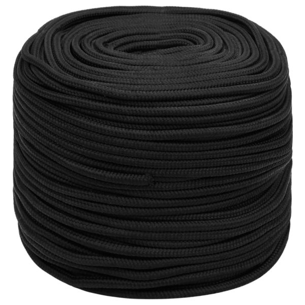 Frânghie de barcă, negru complet, 8 mm, 500 m, polipropilenă