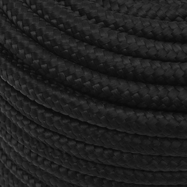 Frânghie de barcă, negru complet, 14 mm, 250 m, polipropilenă