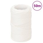 Frânghie de barcă, alb complet, 2 mm, 50 m, polipropilenă