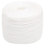 Frânghie de barcă, alb complet, 6 mm, 100 m, polipropilenă