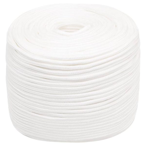 Frânghie de barcă, alb complet, 6 mm, 100 m, polipropilenă