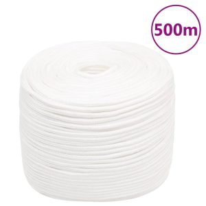 Frânghie de barcă, alb complet, 8 mm, 500 m, polipropilenă