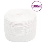 Frânghie de barcă, alb complet, 10 mm, 100 m, polipropilenă