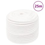 Frânghie de barcă, alb complet, 12 mm, 25 m, polipropilenă