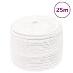 Frânghie de barcă, alb complet, 14 mm, 25 m, polipropilenă