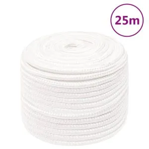Frânghie de barcă, alb complet, 14 mm, 25 m, polipropilenă