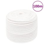 Frânghie de barcă, alb complet, 14 mm, 100 m, polipropilenă