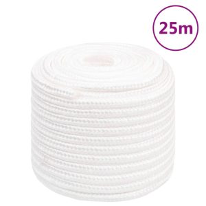 Frânghie de barcă, alb complet, 16 mm, 25 m, polipropilenă