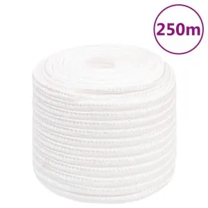 Frânghie de barcă, alb complet, 16 mm, 250 m, polipropilenă