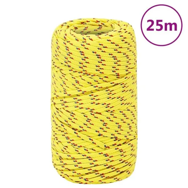 Frânghie de barcă, galben, 2 mm, 25 m, polipropilenă