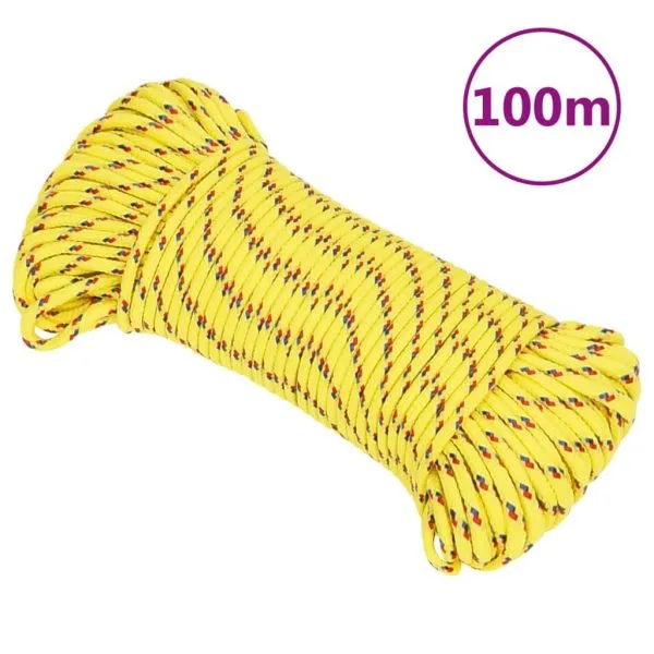 Frânghie de barcă, galben, 3 mm, 100 m, polipropilenă