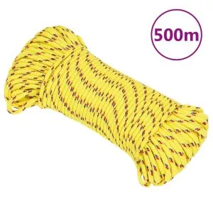 Frânghie de barcă, galben, 4 mm, 500 m, polipropilenă