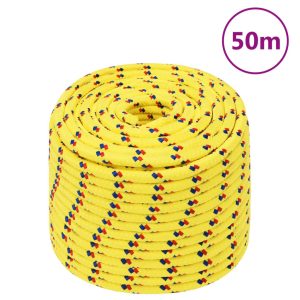 Frânghie de barcă, galben, 14 mm, 50 m, polipropilenă