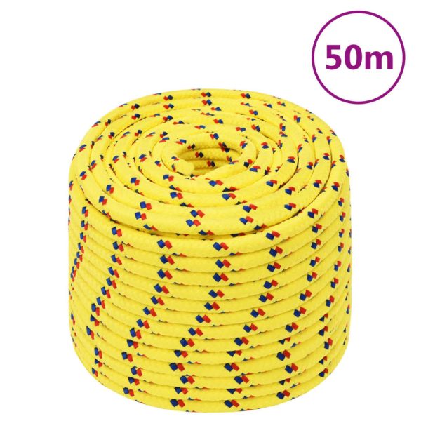 Frânghie de barcă, galben, 14 mm, 50 m, polipropilenă
