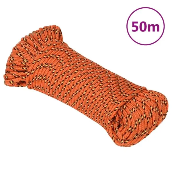 Frânghie de barcă, portocaliu, 4 mm, 50 m, polipropilenă