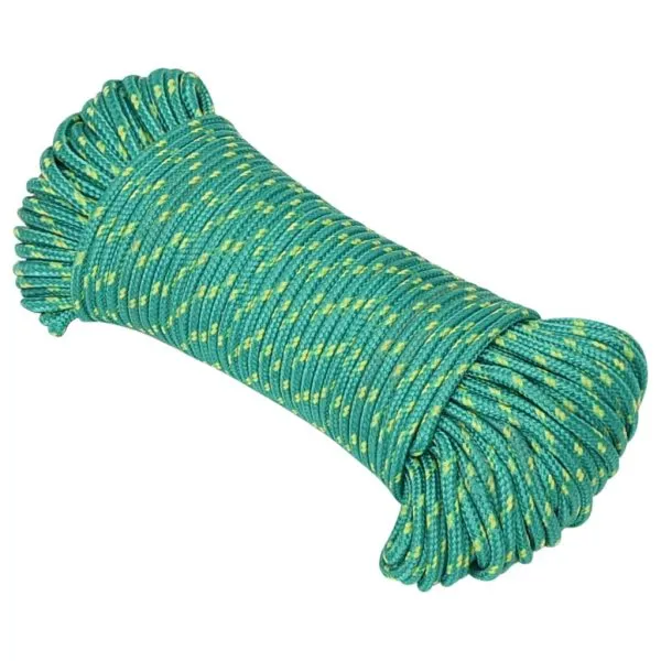 Frânghie de barcă, verde, 4 mm, 50 m, polipropilenă